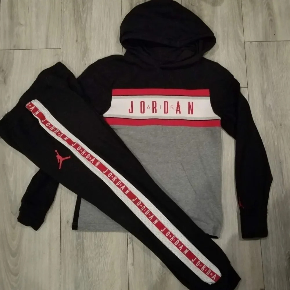 Boys Jordan panel jersey hoodieTrack outfi…